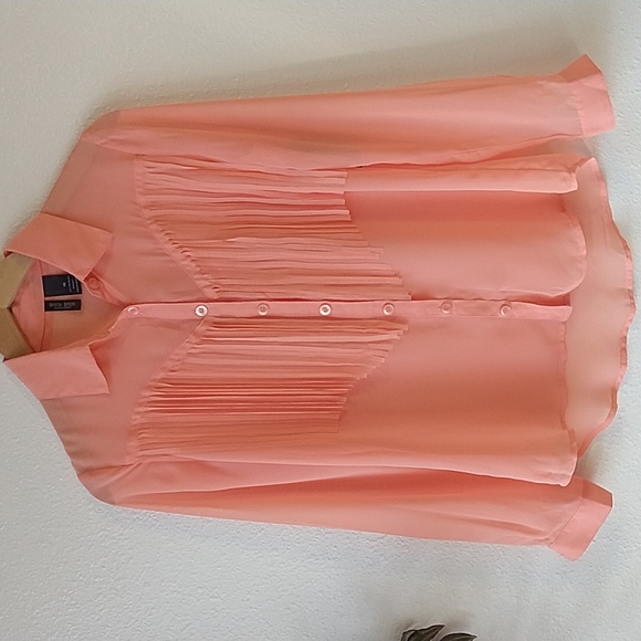 Bisou Bisou Michele Bohbot Sheer Fringe Cowgirl Button Down Yellowstone Ranch - Picture 1 of 8